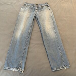 Anchor Blue Jeans Mens 32x34 Light Wash Original Straight Leg Distressed Grunge